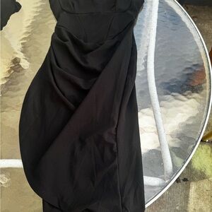 Classic Black Draped Women's Dress